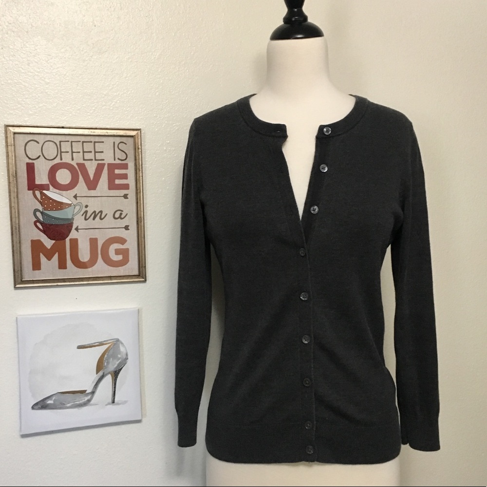 Banana Republic Heather Grey Button Cardigan